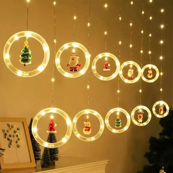 Cortina LED Cálida 3M De Aros navideños
