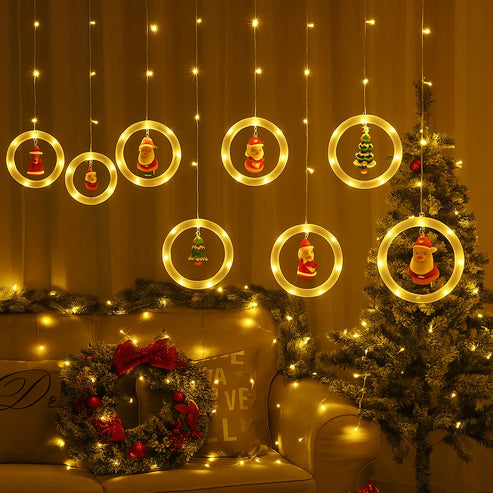 Cortina LED Cálida 3M De Aros navideños